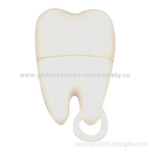 Custom Tooth Shape Thumb drive, made of soft PVC material, OEM orders welcome